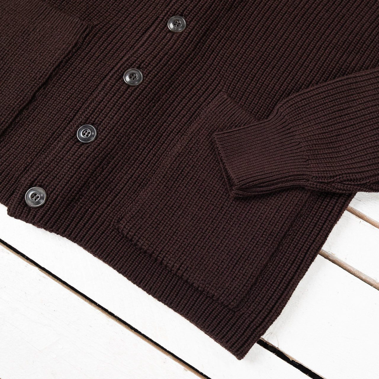 Shawl Collar Cardigan Merino Knit Braun