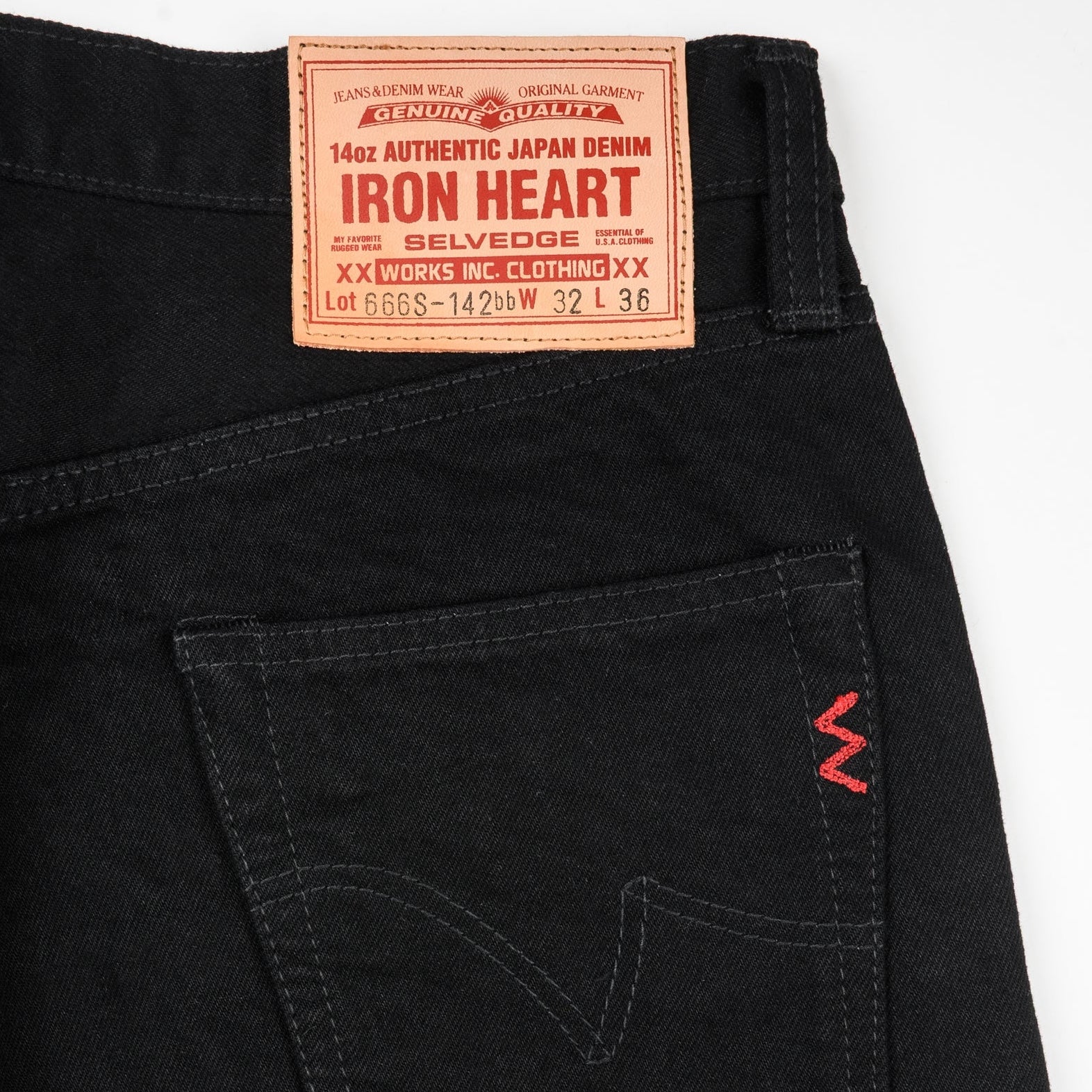IH-666S-142bb 14 oz. Slim Straight Black/Black