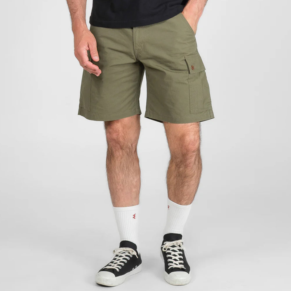 IH-740-GRN 9 oz. Canvas Military Cargo Shorts Green