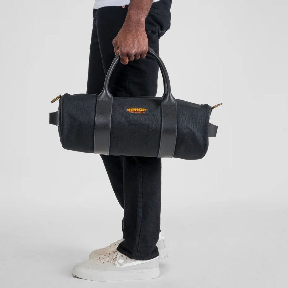 Iron Heart IHE-24 21oz Denim Buttero Leather Holdall Superblack