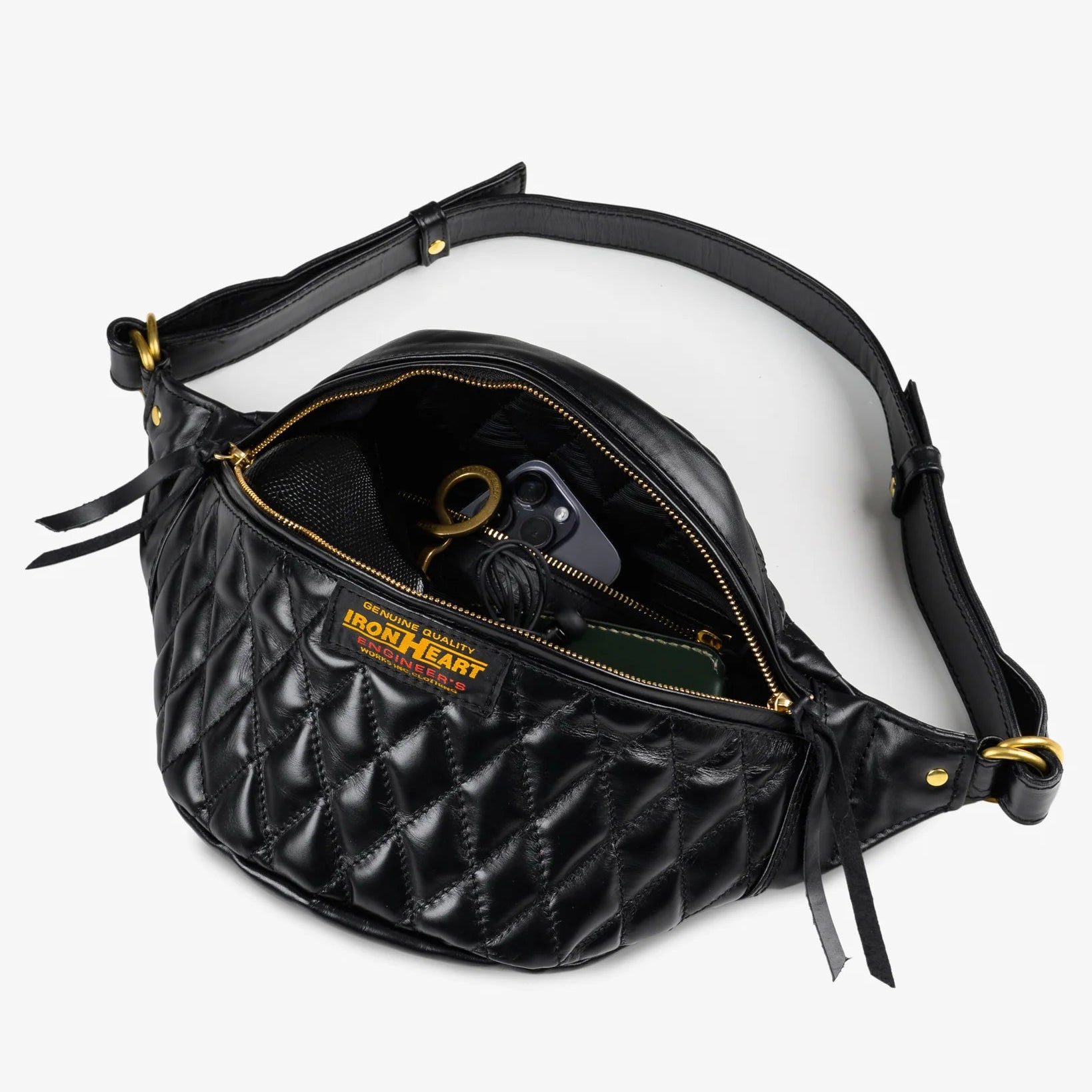 Stitched Diamond Heart Iron ネイビー IHE-45 オールレザーウエスト