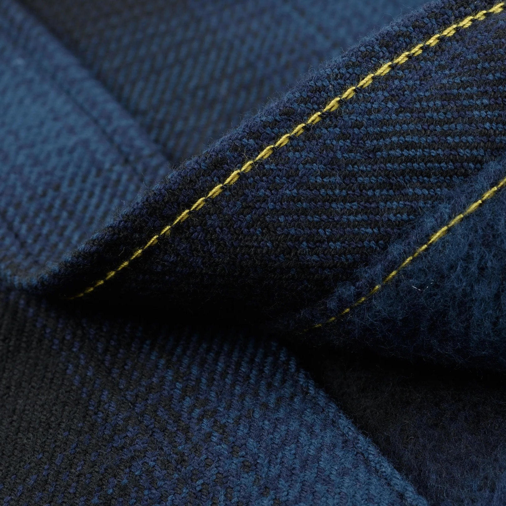 IHSH-264-NAV Heavy Flannel Ombré Check Western Shirt Navy