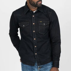 IHSH-293-OD 18 oz. Vintage Selvedge CPO Shirt Indigo Overdyed Black