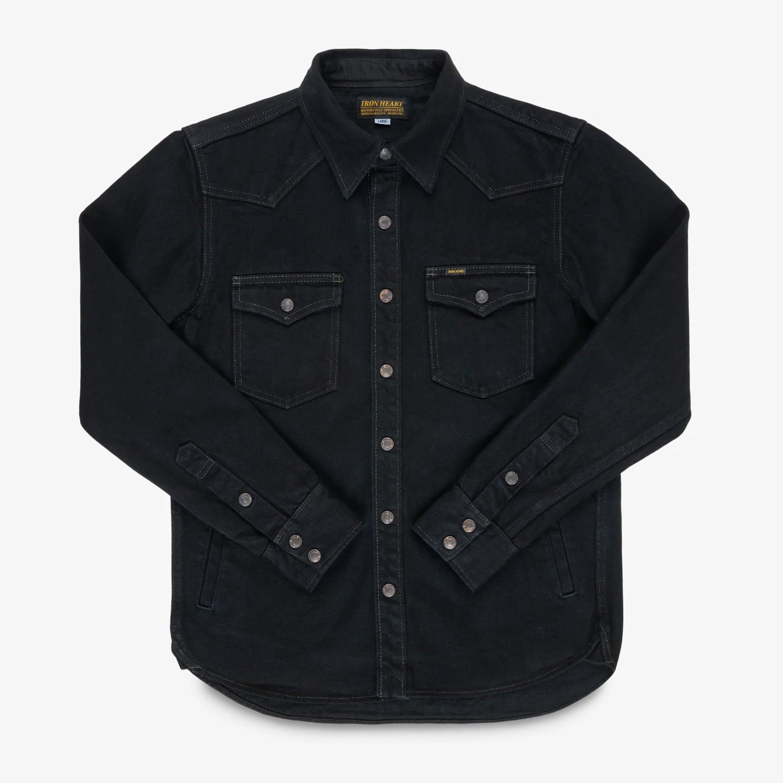 IHSH-293-OD 18 oz. Vintage Selvedge CPO Shirt Indigo Overdyed Black