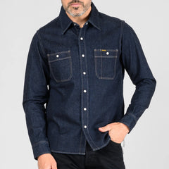 IHSH-326-IND 12 oz. Selvedge Denim Work Shirt Indigo