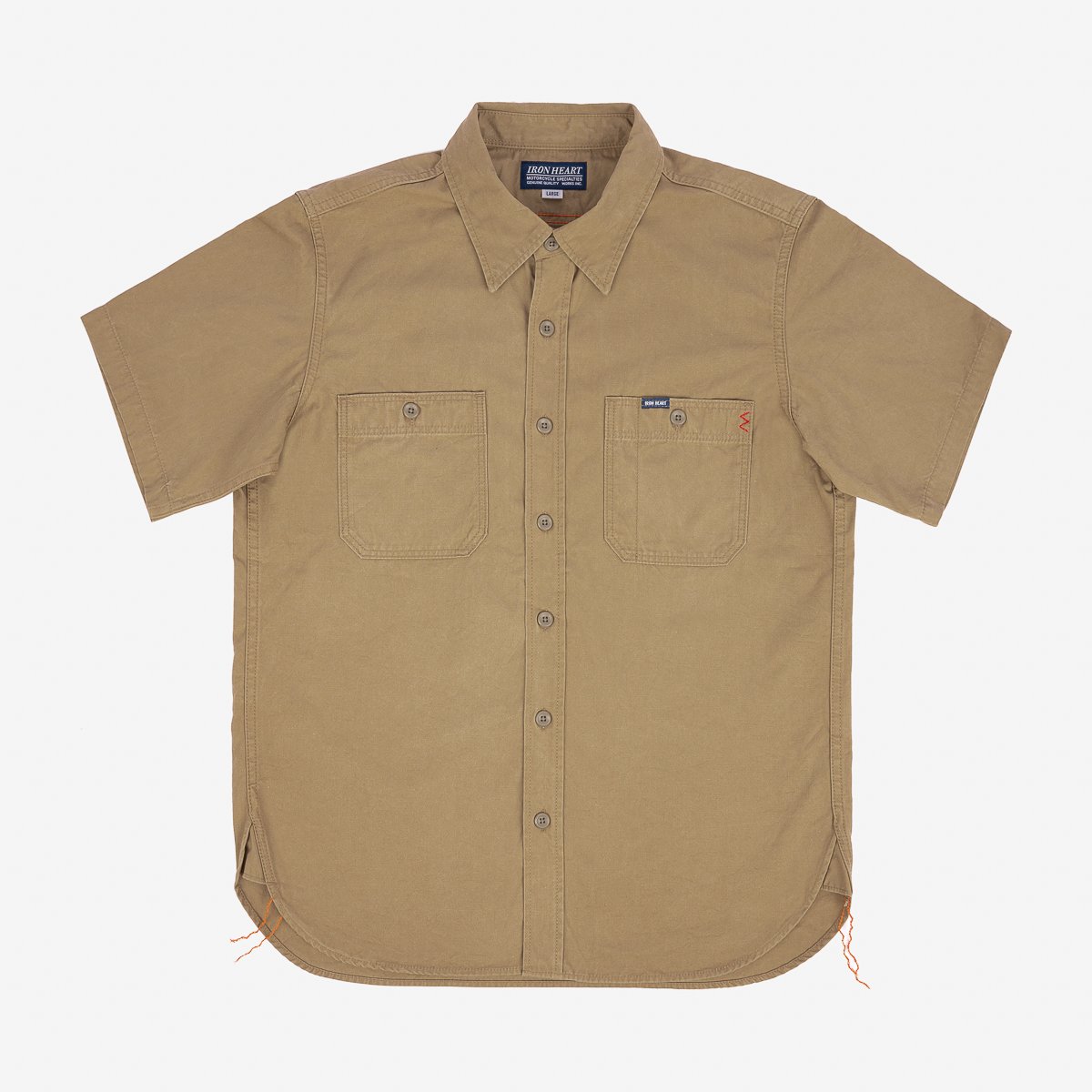 IHSH-393 7oz Fatigue Cloth Short Sleeved Work Shirt Khaki