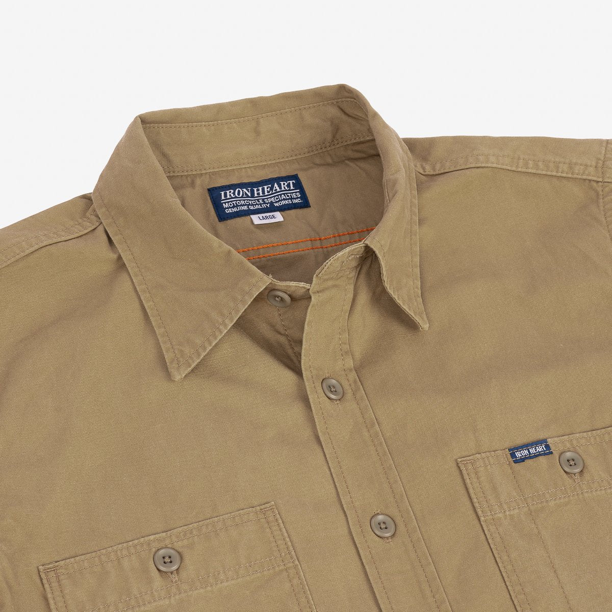 IHSH-393 7oz Fatigue Cloth Short Sleeved Work Shirt Khaki