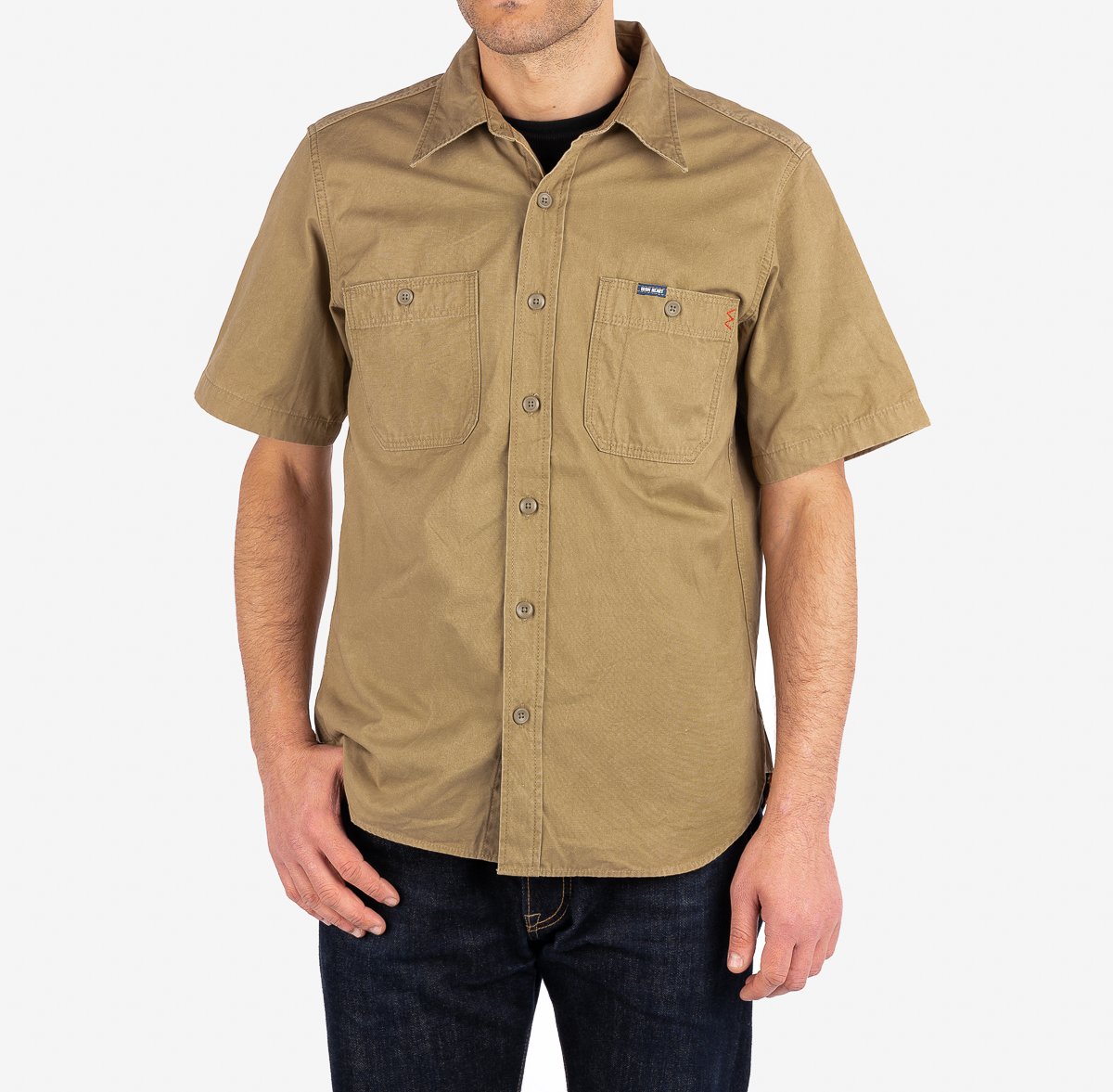 IHSH-393 7oz Fatigue Cloth Short Sleeved Work Shirt Khaki