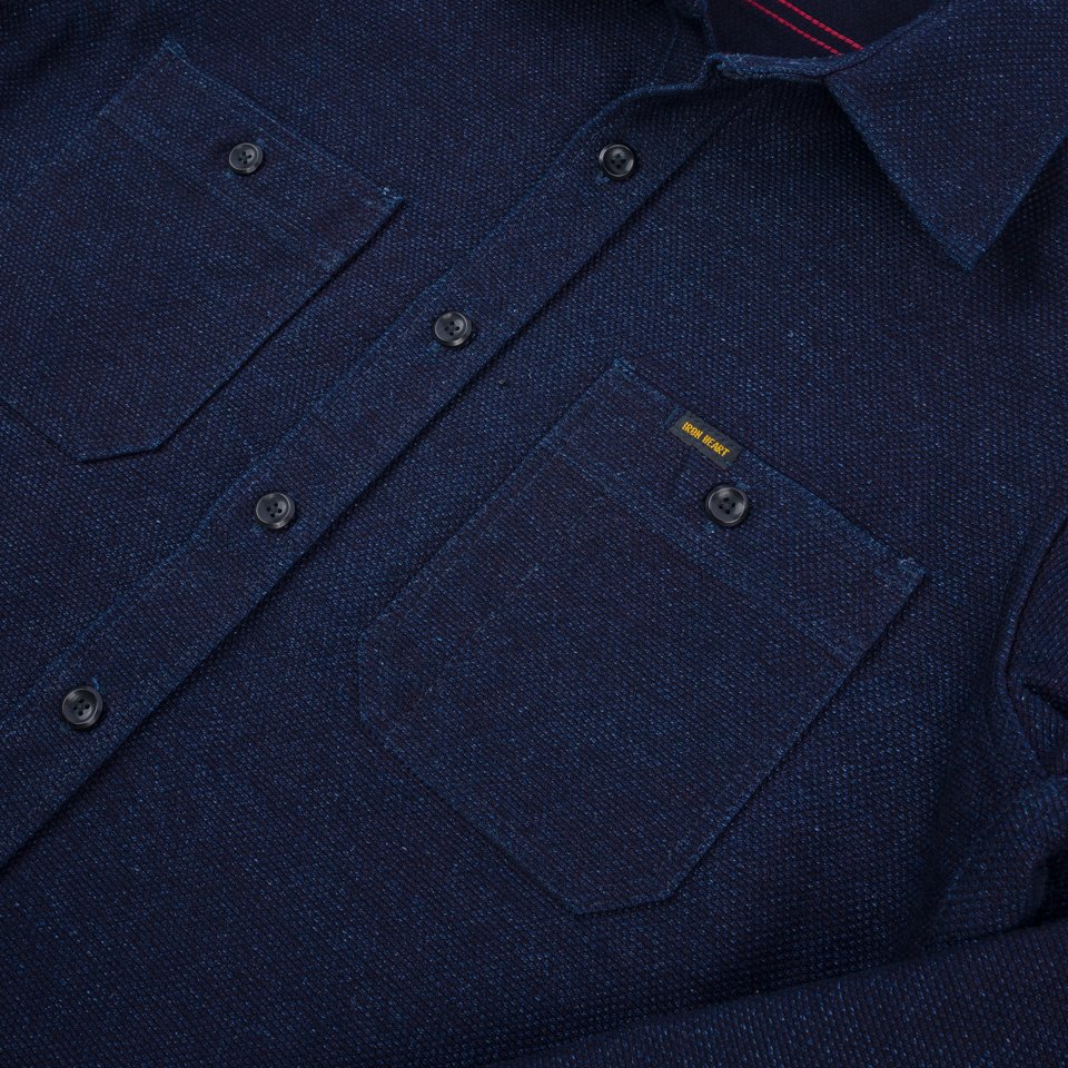 IHSH-397-IND 21 oz. Sashiko Work Shirt Indigo