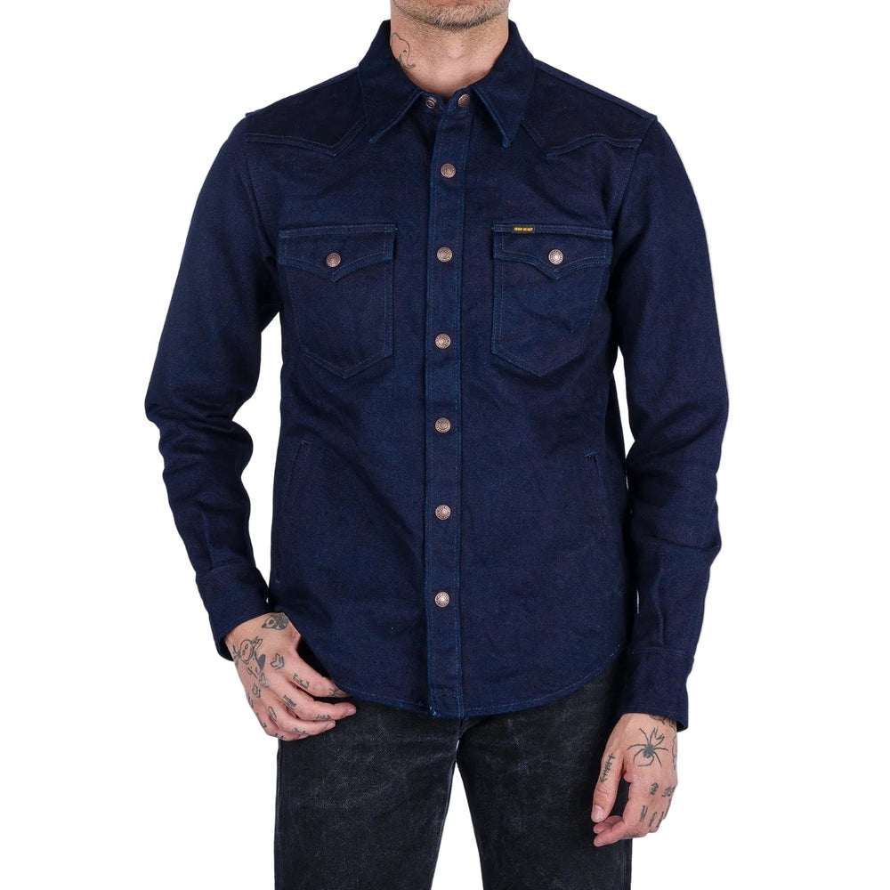 IHSH-409-IB 19 oz. Selvedge Denim CPO Shirt Indigo/Black