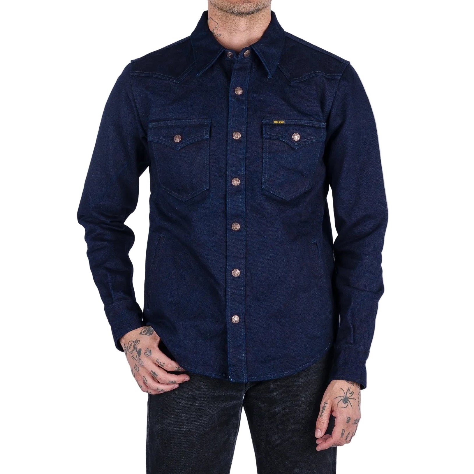 IHSH-409-IB 19oz Selvedge Denim CPO Shirt Indigo/Black