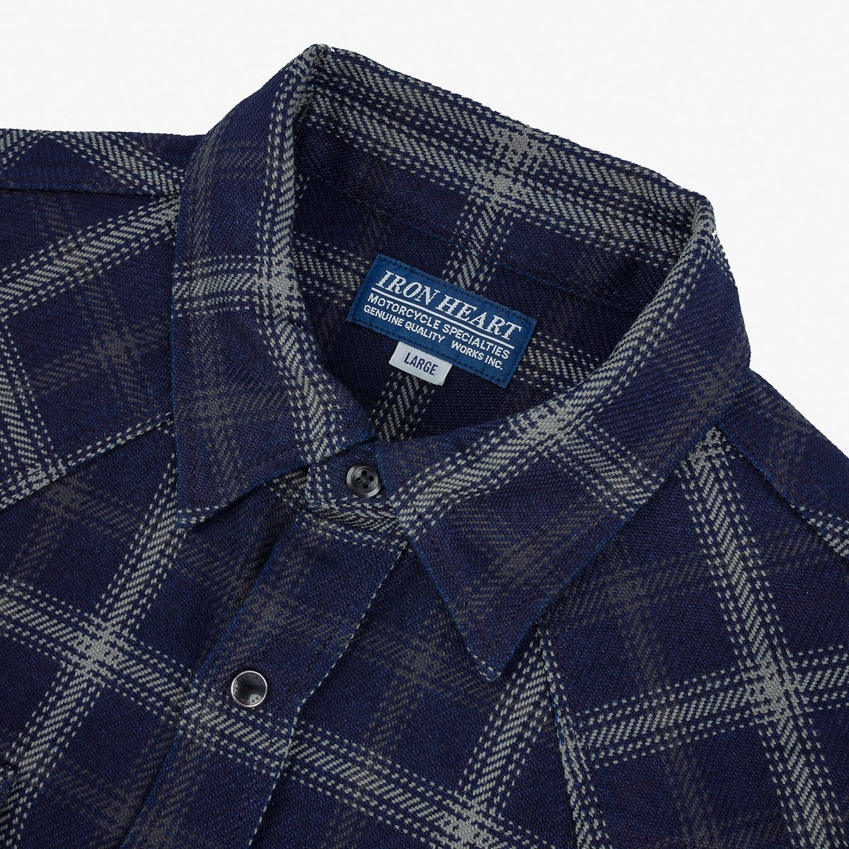 IHSH-411-BLK 9 oz. Indigo Check Western Shirt Black