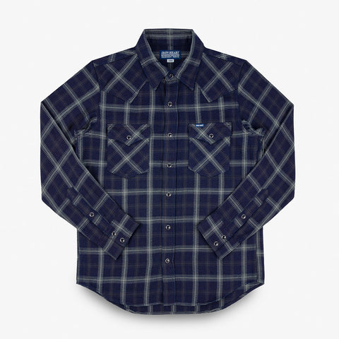 IHSH-411-BLK 9 oz. Indigo Check Western Shirt Black