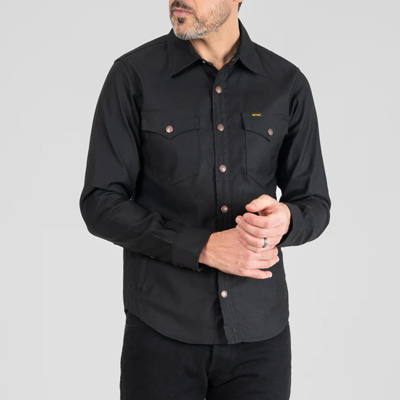 IHSH-425-BLK 8oz Military Whipcord CPO Shirt Black