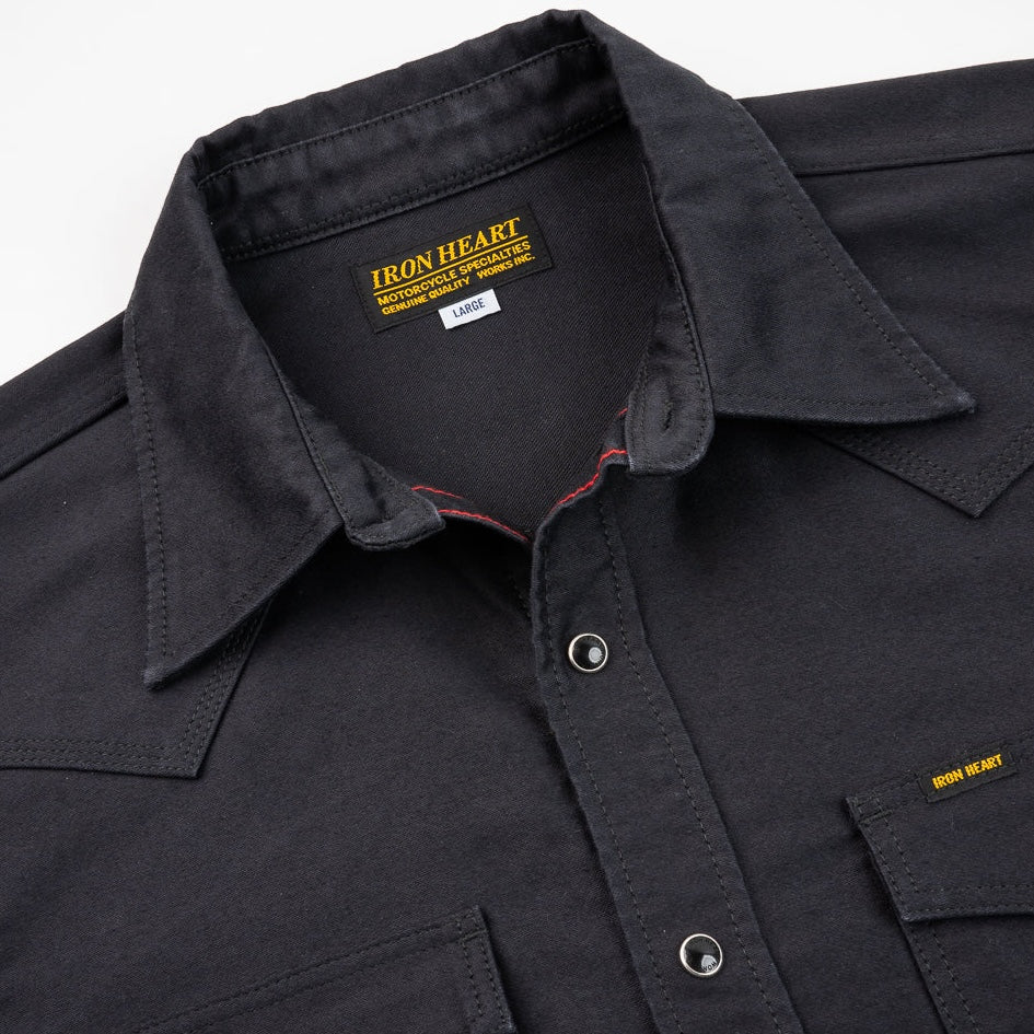 IHSH-426-BLK 12 oz. Military Moleskin Western Shirt, Black
