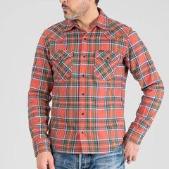 IHSH-436-RED Heavy Flannel American Check Western Shirt Red 