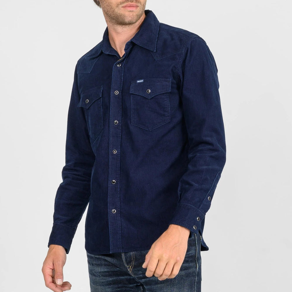 IHSH-438-IND 7,5 oz. Selvedge Corduroy Western Shirt Indigo