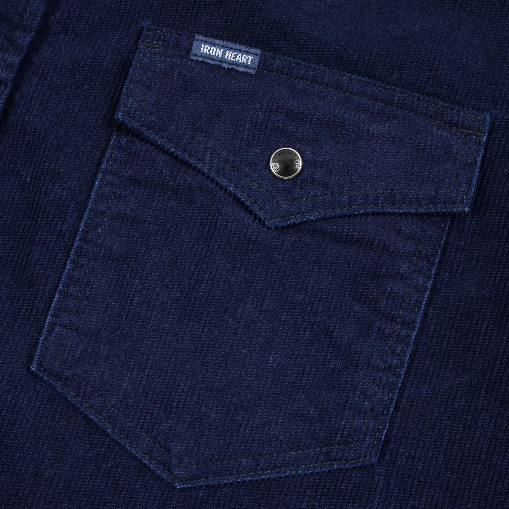 IHSH-438-IND Chemise Western en velours côtelé selvedge indigo 7,5 oz.