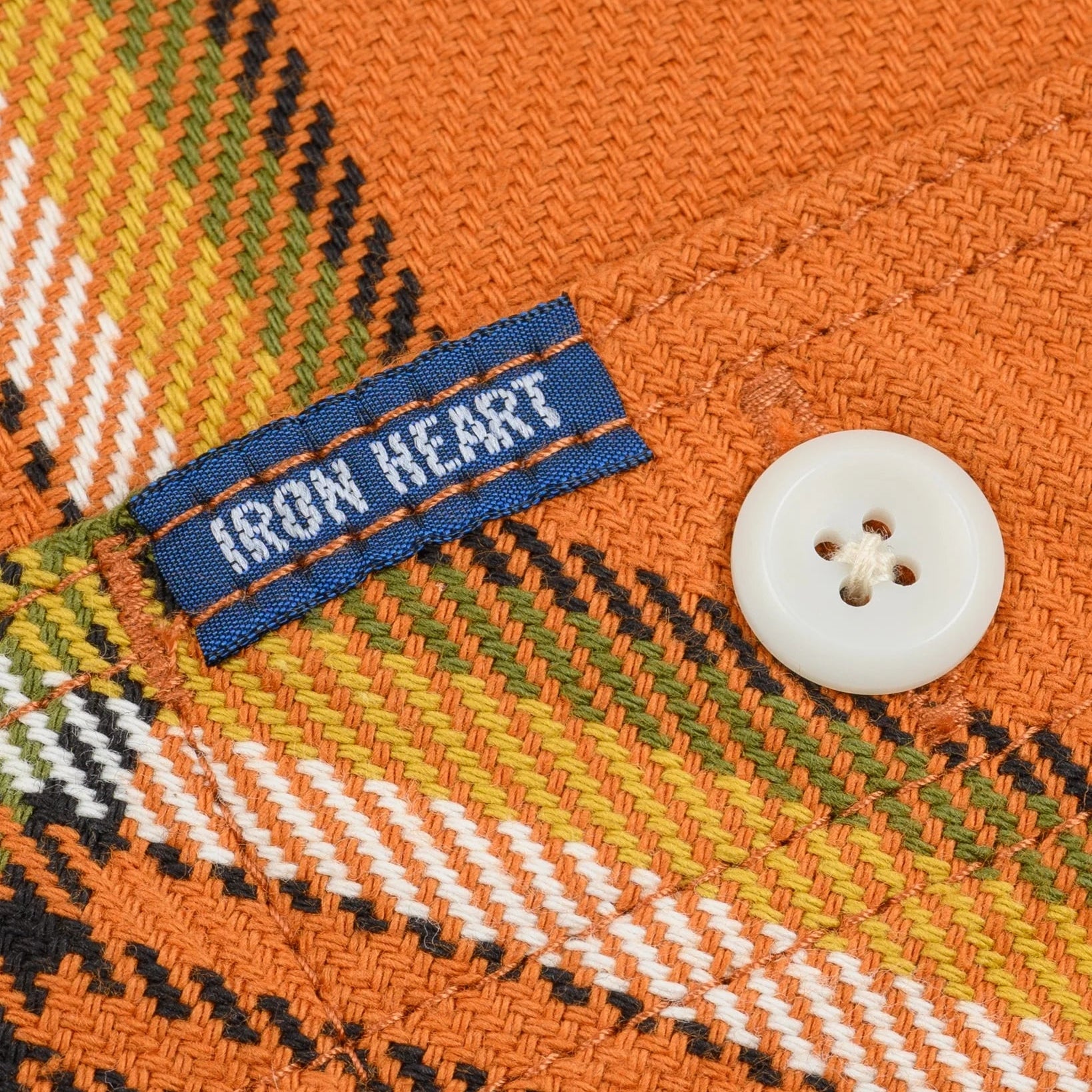 IHSH-442-ORA Chemise de travail en flanelle selvedge à carreaux 9 oz. Orange