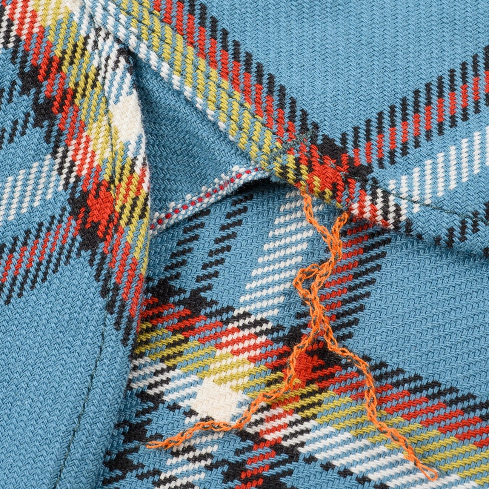 IHSH-442-SAX Chemise de travail à carreaux en flanelle selvedge 9 oz. bleu sax
