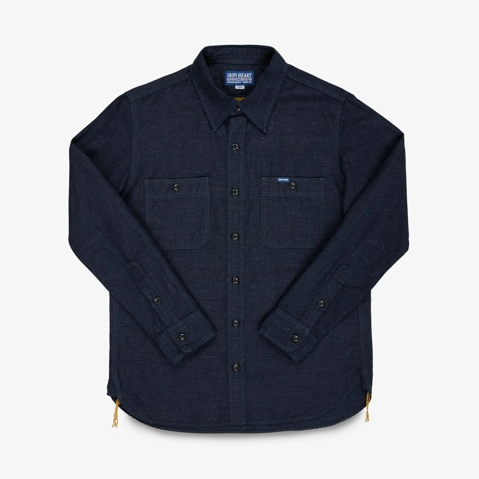 IHSH-443-IND 7 oz. Cotton Linen Chambray Work Shirt Indigo