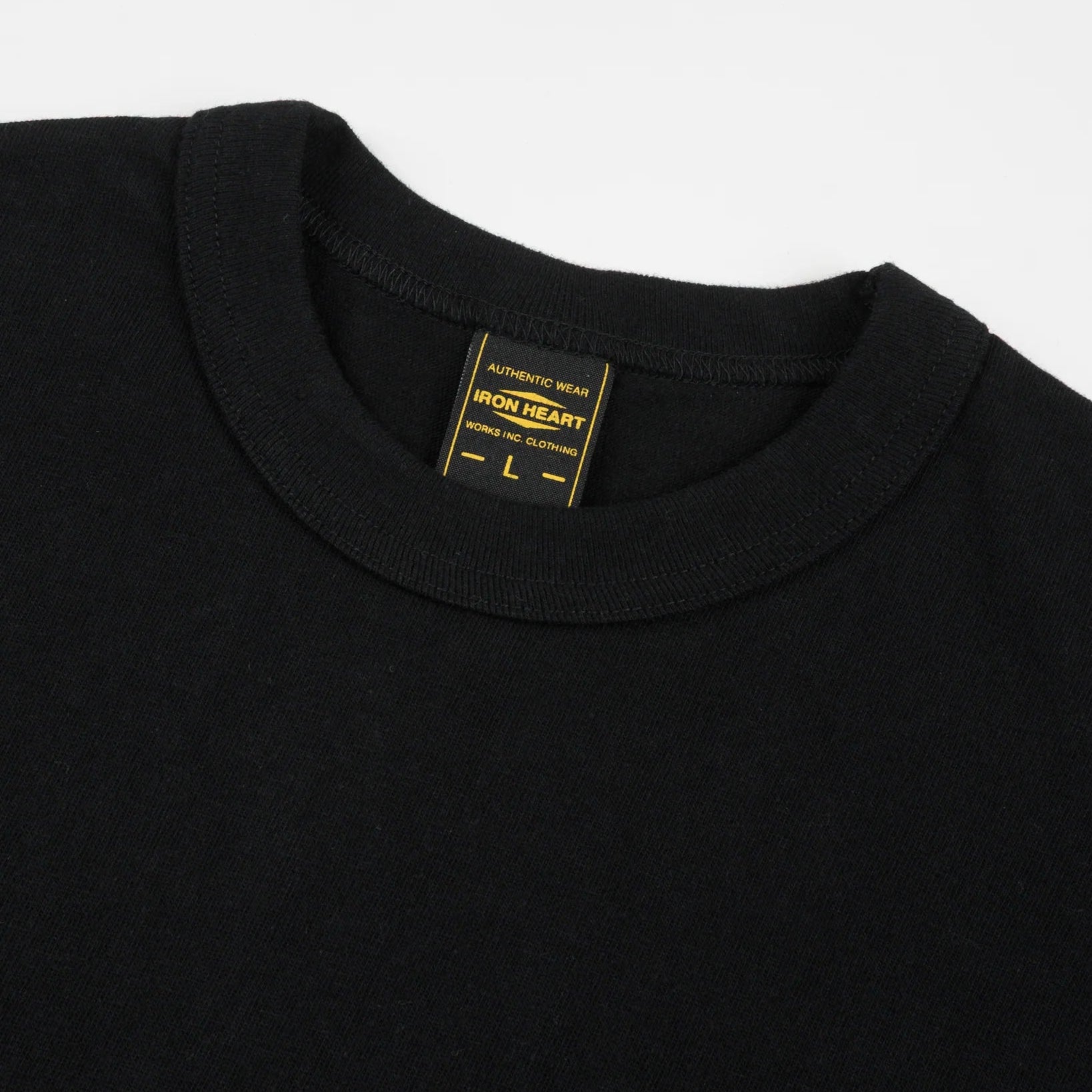 IHT-1610L-BLK 6,5 oz.  Loopwheel Crew Neck T-Shirt Schwarz