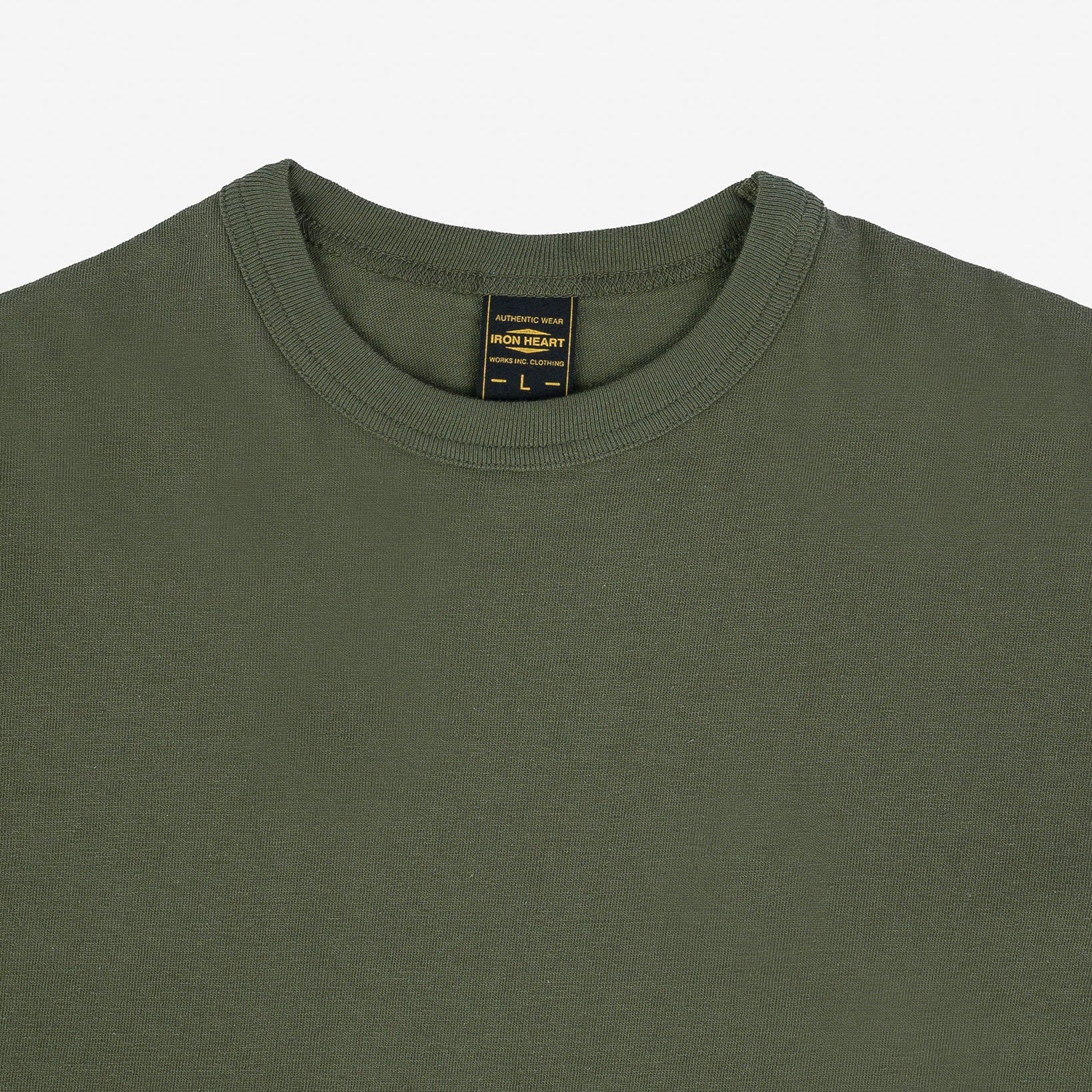 IHT-1610L-OLV 6,5 oz. Loopwheel Crew Neck T-Shirt (with longer body) Oliv