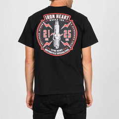 IHT-2503-BLK 7.5 oz. Printed Loopwheel Crew Neck T-Shirt Black 