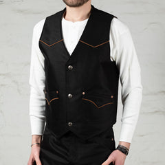 Gilet Colton Moleskine Coton Giza Noir
