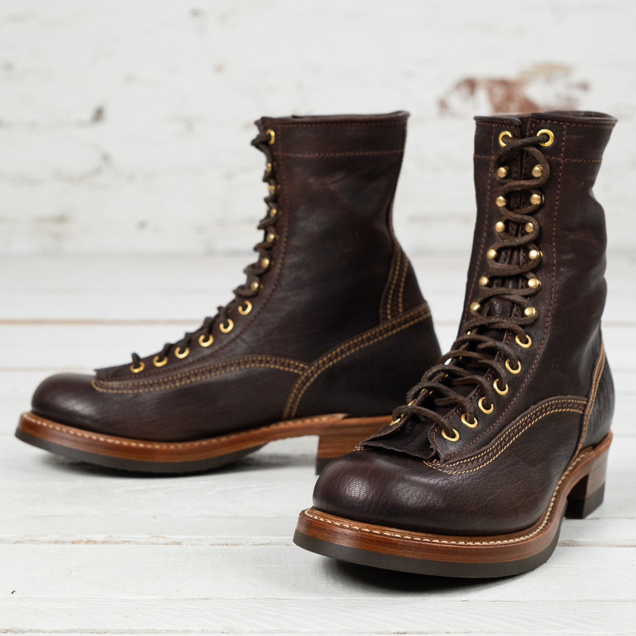 Donkey Puncher Boots 8" Ezo Shika Deerskin Dark Brown