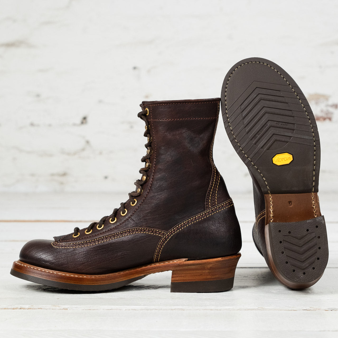 Donkey Puncher Boots 8" Ezo Shika Deerskin Dark Brown