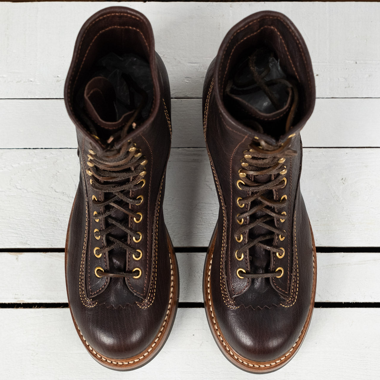 Donkey Puncher Boots 8" Ezo Shika Deerskin Dark Brown