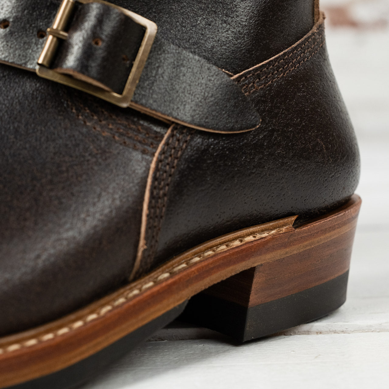 LK-003 Engineer Boots Waxed Flesh Dark Brown