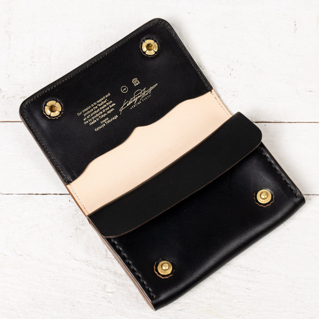 Card Case Double Horsebutt Leather Schwarz