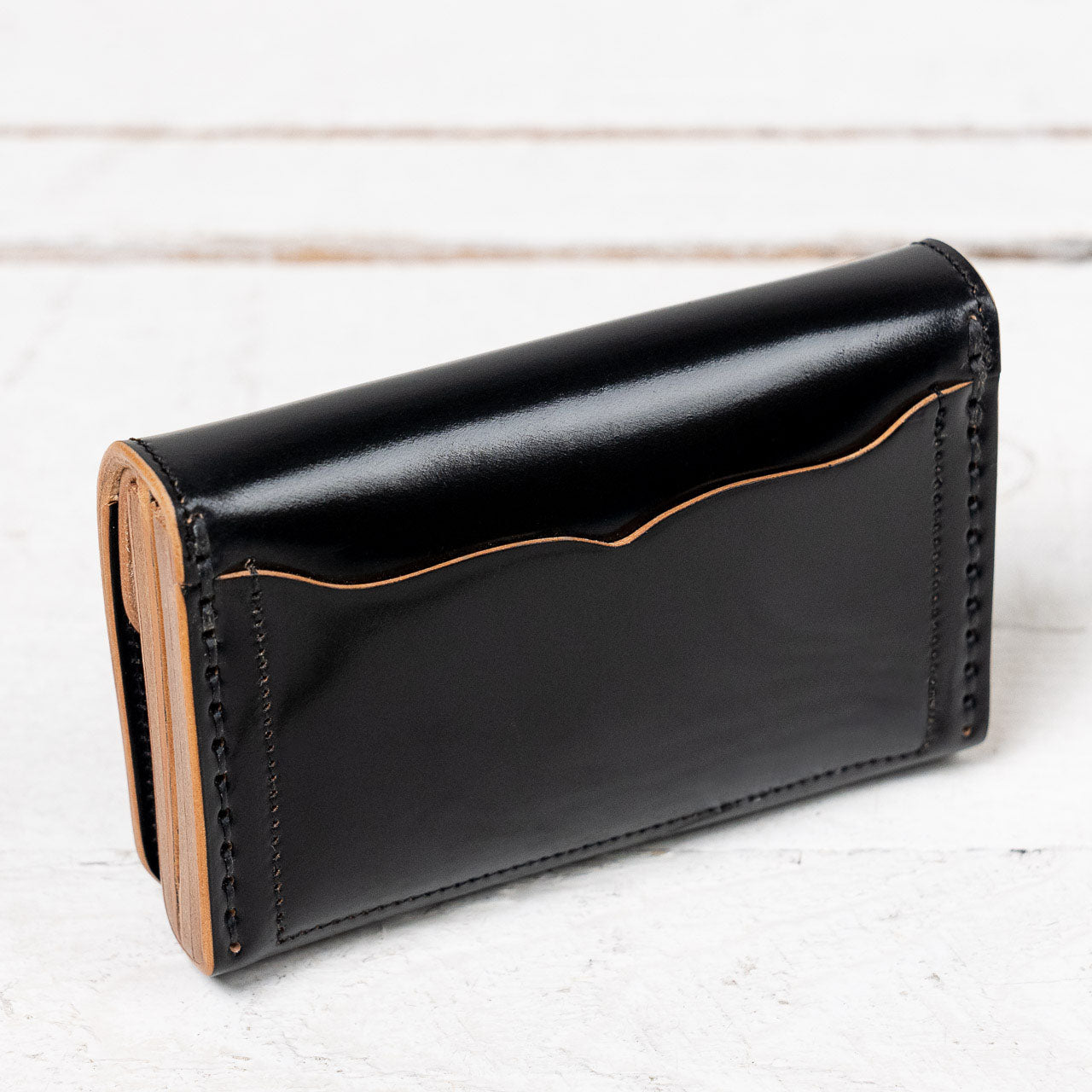 Card Case Double Cordovan Leather Schwarz