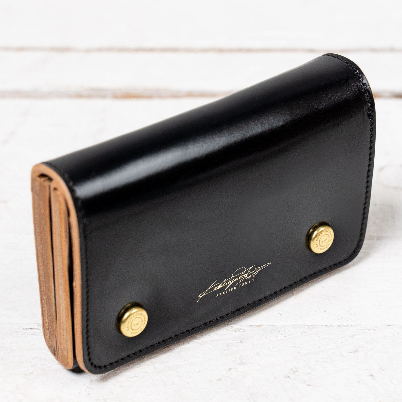 Card Case Double Cordovan Leather Schwarz