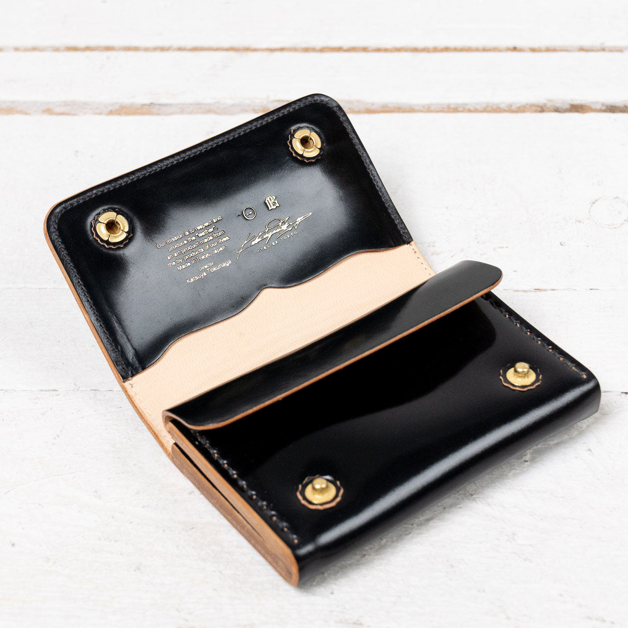 Card Case Double Cordovan Leather Schwarz