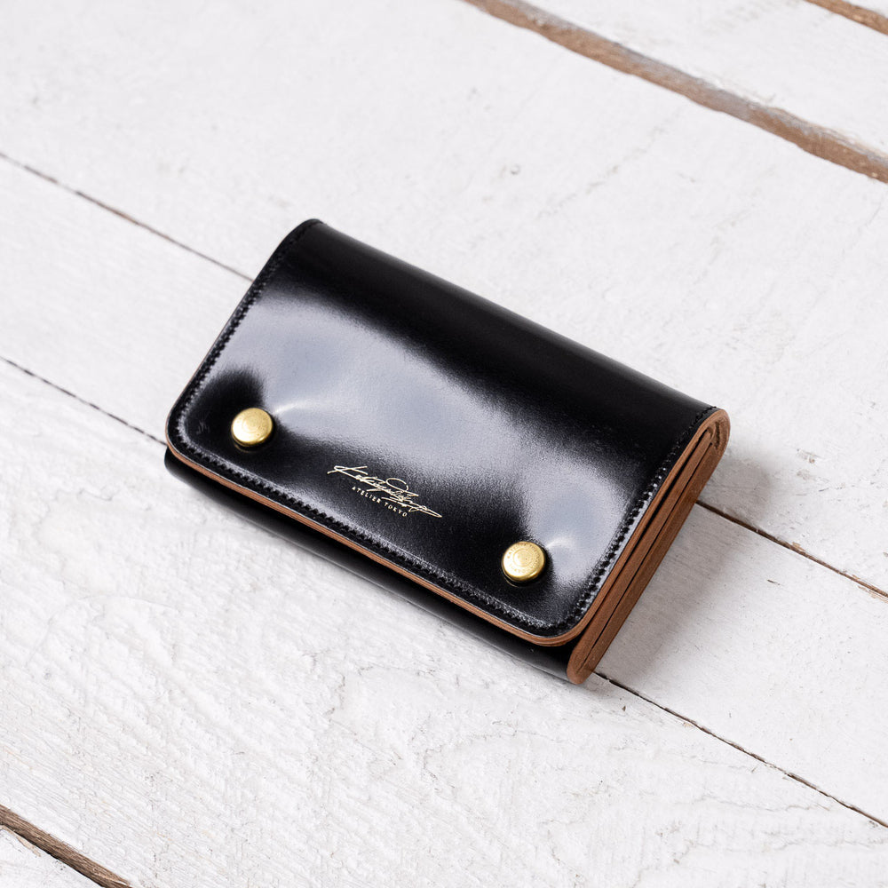 Card Case Double Cordovan Leather Schwarz