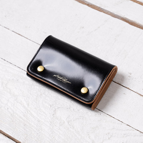 Card Case Double Cordovan Leather Schwarz