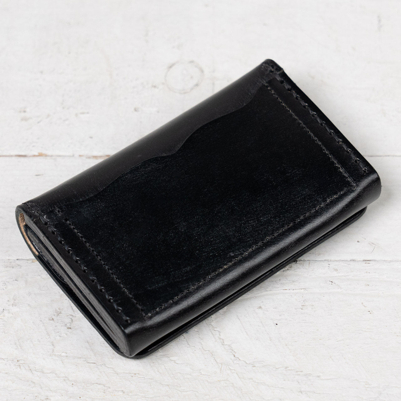 Card Case Double Bridle Leather Schwarz