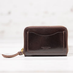 Round Zip Wallet Heri-Kaeshi Brown