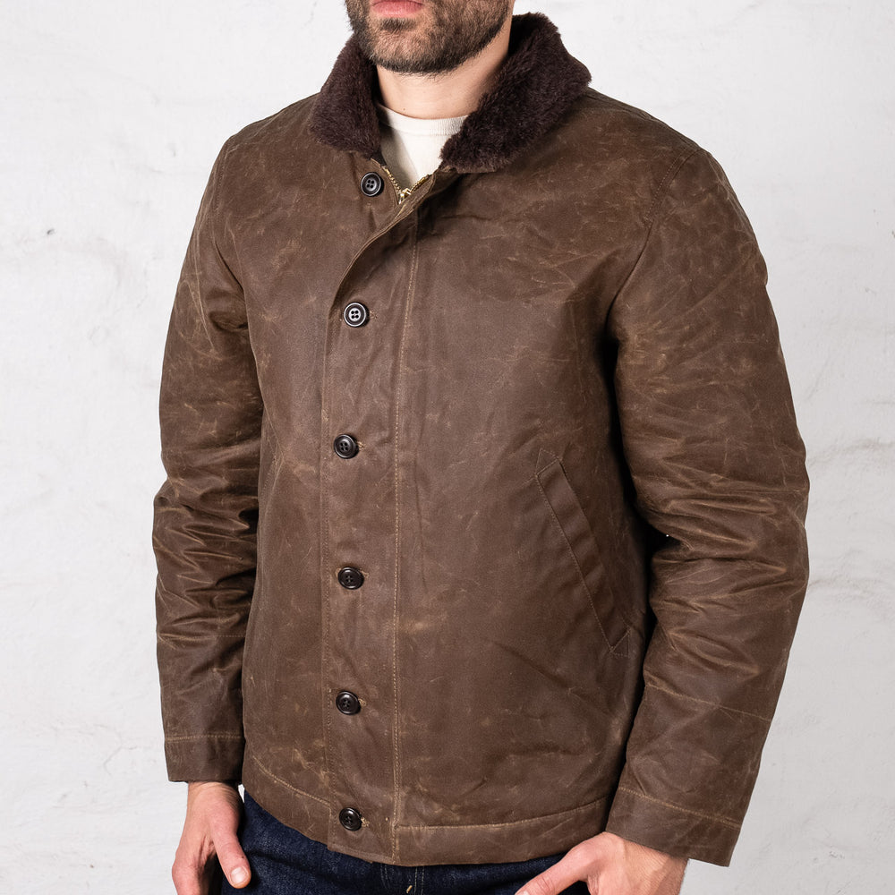 Veste de pont en toile cirée beige