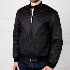New Black Waxed Bomber Jacket