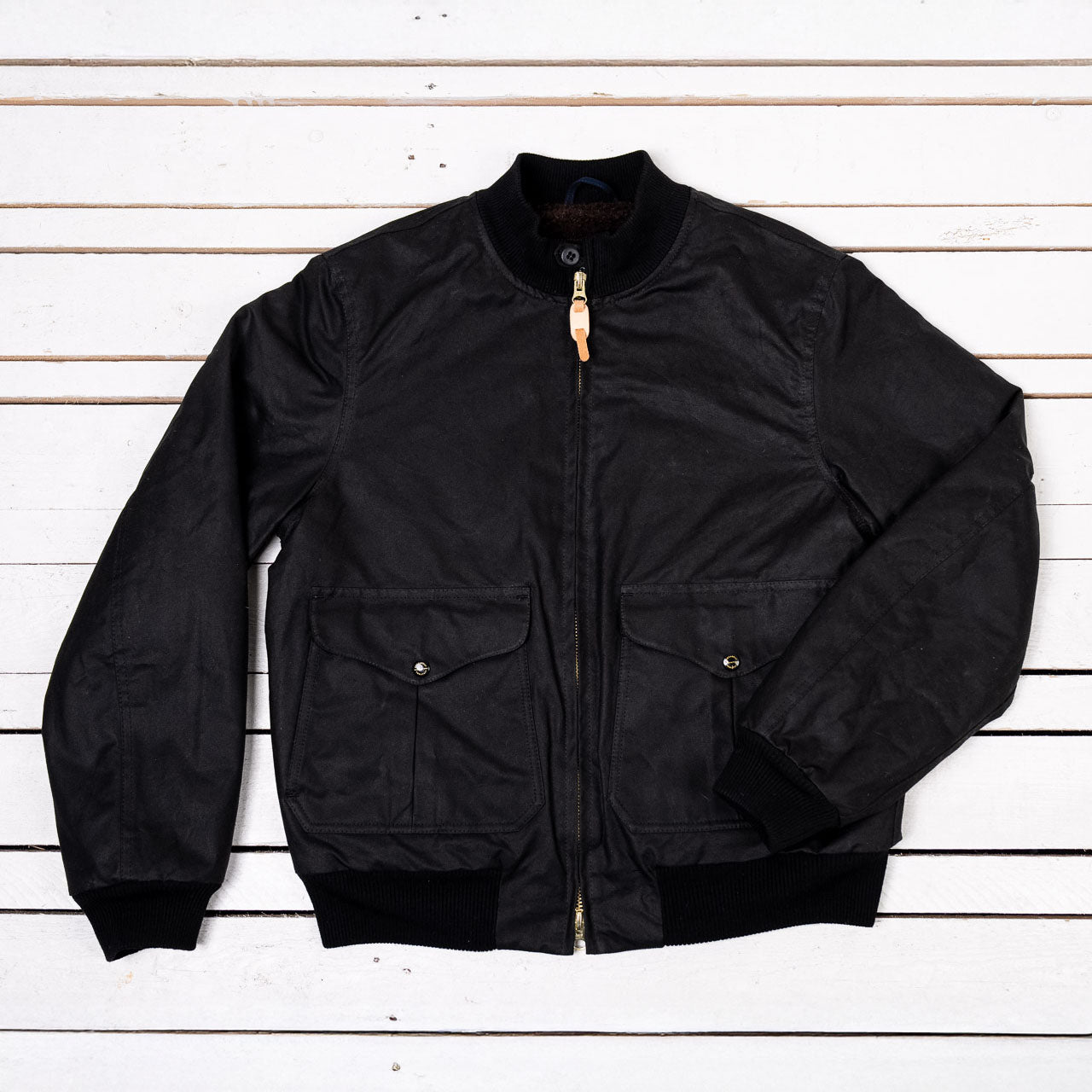 New Bomber Jacket Schwarz Waxed