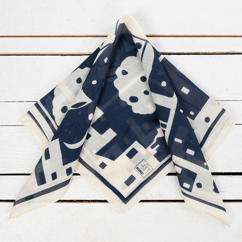 Foulard Bandana Wolle Seide Blau