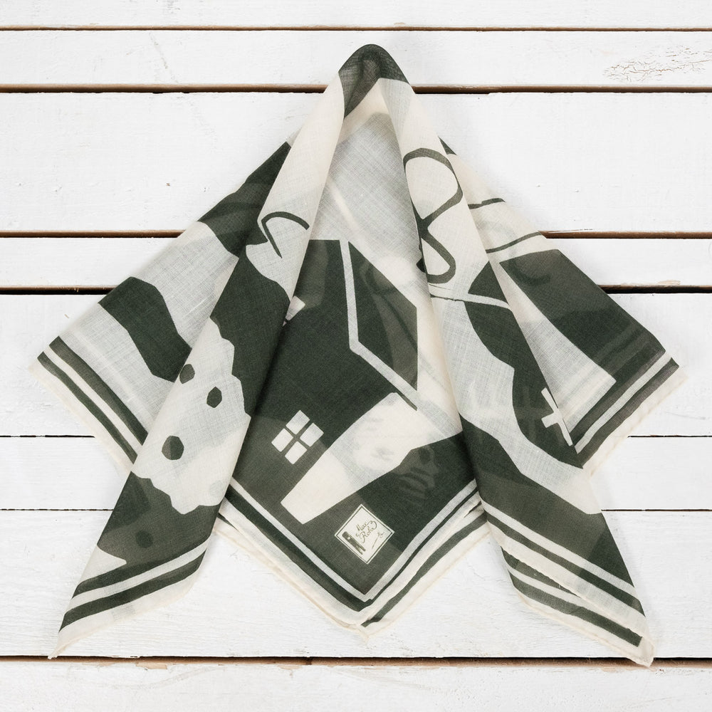 Max Rohr Foulard Bandana Wolle Seide Grün