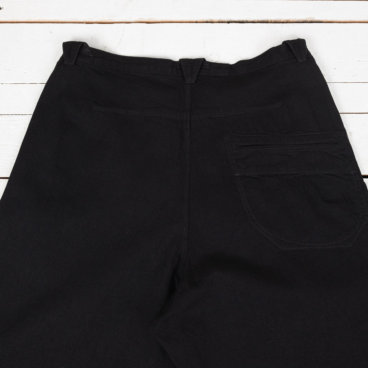 Pleat Denim Trousers Cotton Hemp Lightweight Denim Black
