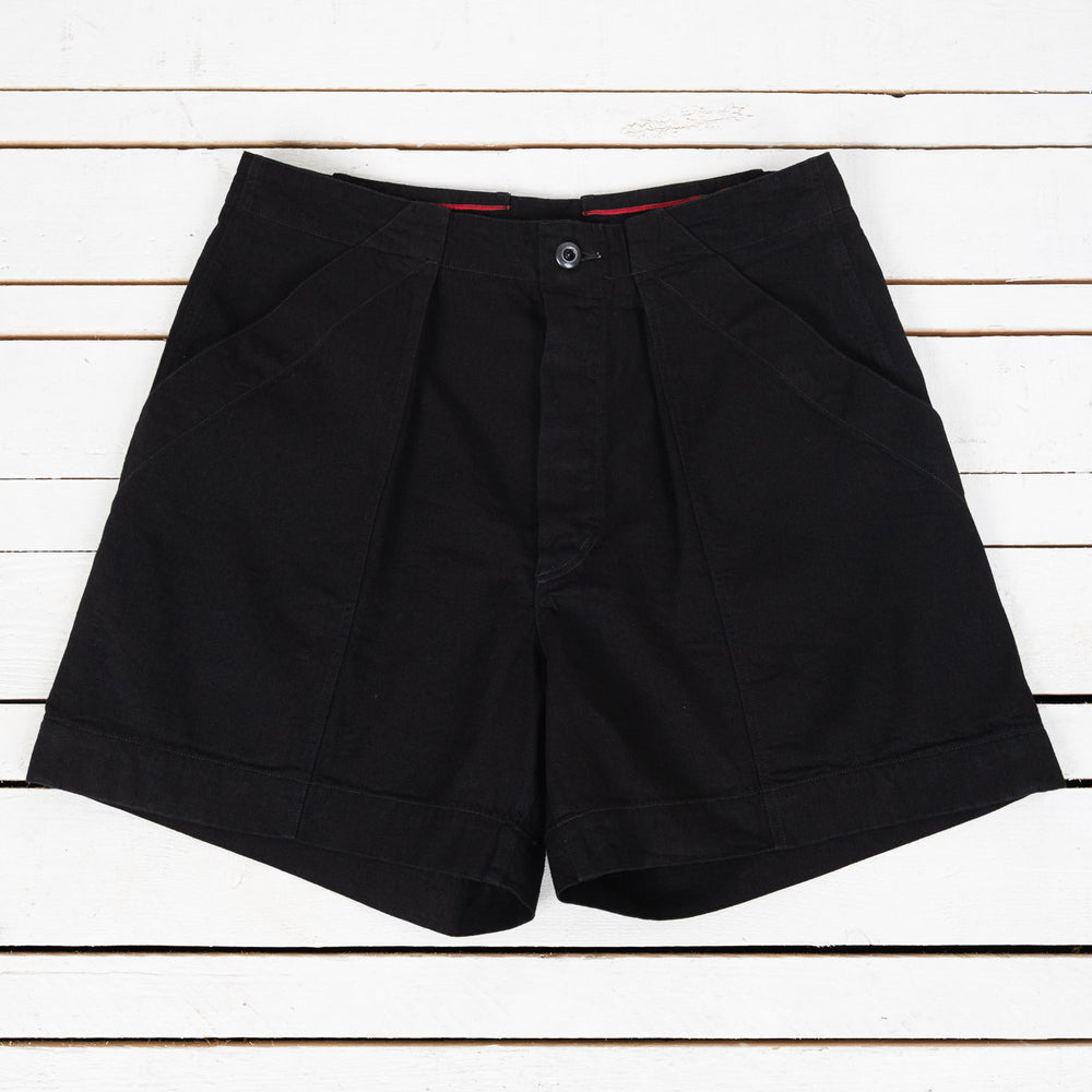 Denim Deck Shorts Cotton Hemp Lightweight Denim Black