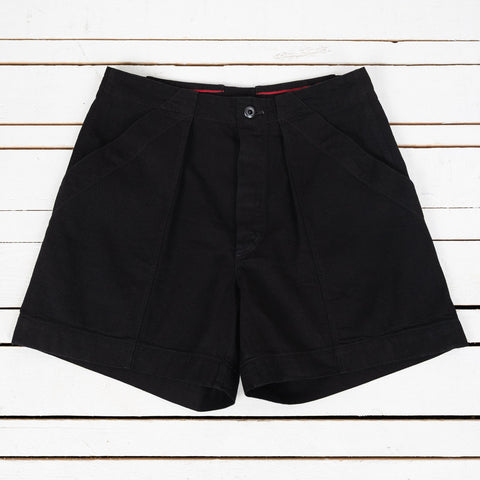 Denim Deck Shorts Cotton Hemp Lightweight Denim Black