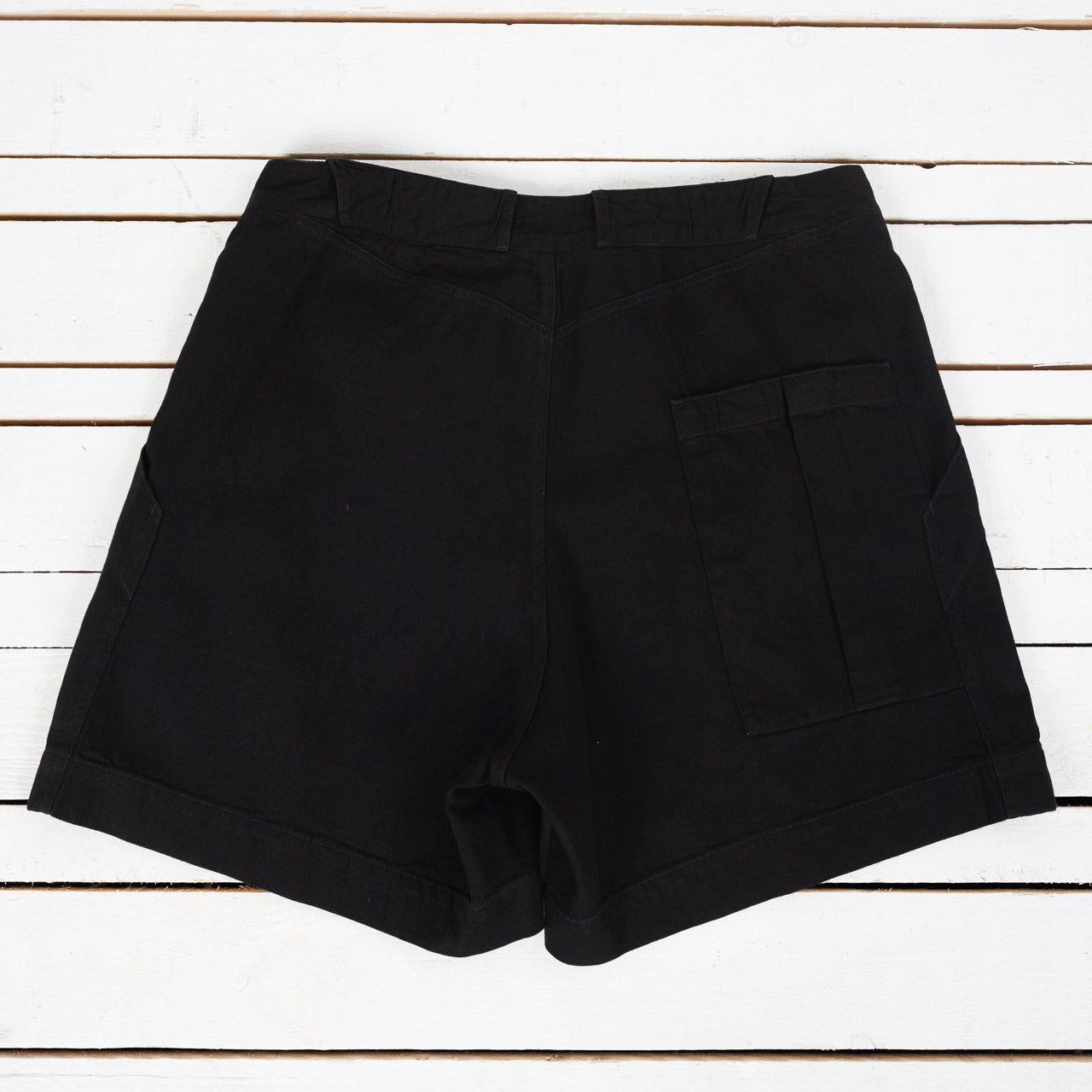 Denim Deck Shorts Cotton Hemp Lightweight Denim Black